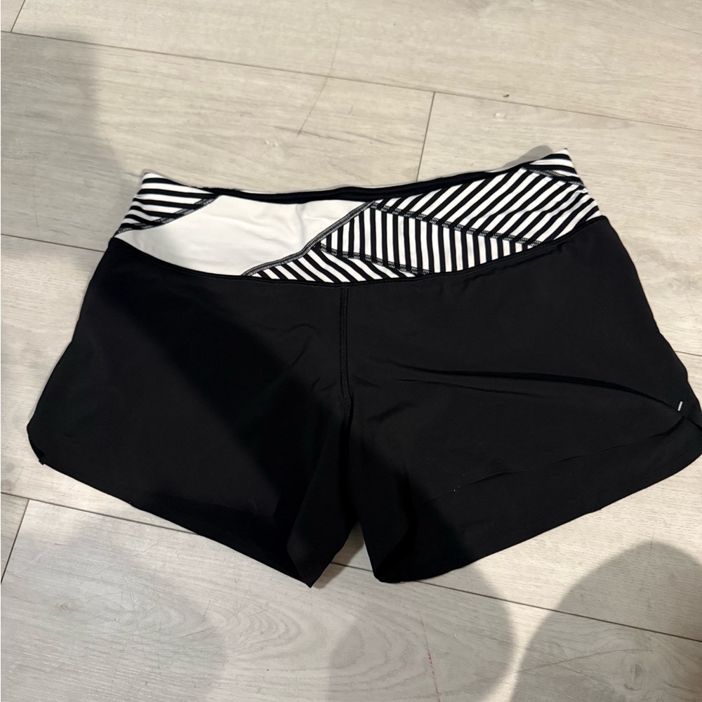 lululemon athletica Black Shorts with Striped Waistband